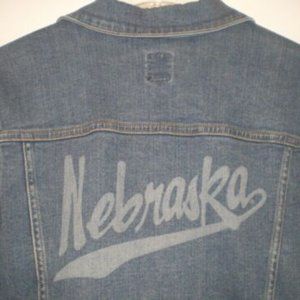 *Nebraska Cornhuskers Denim Crop Jean Jacket Jr Med